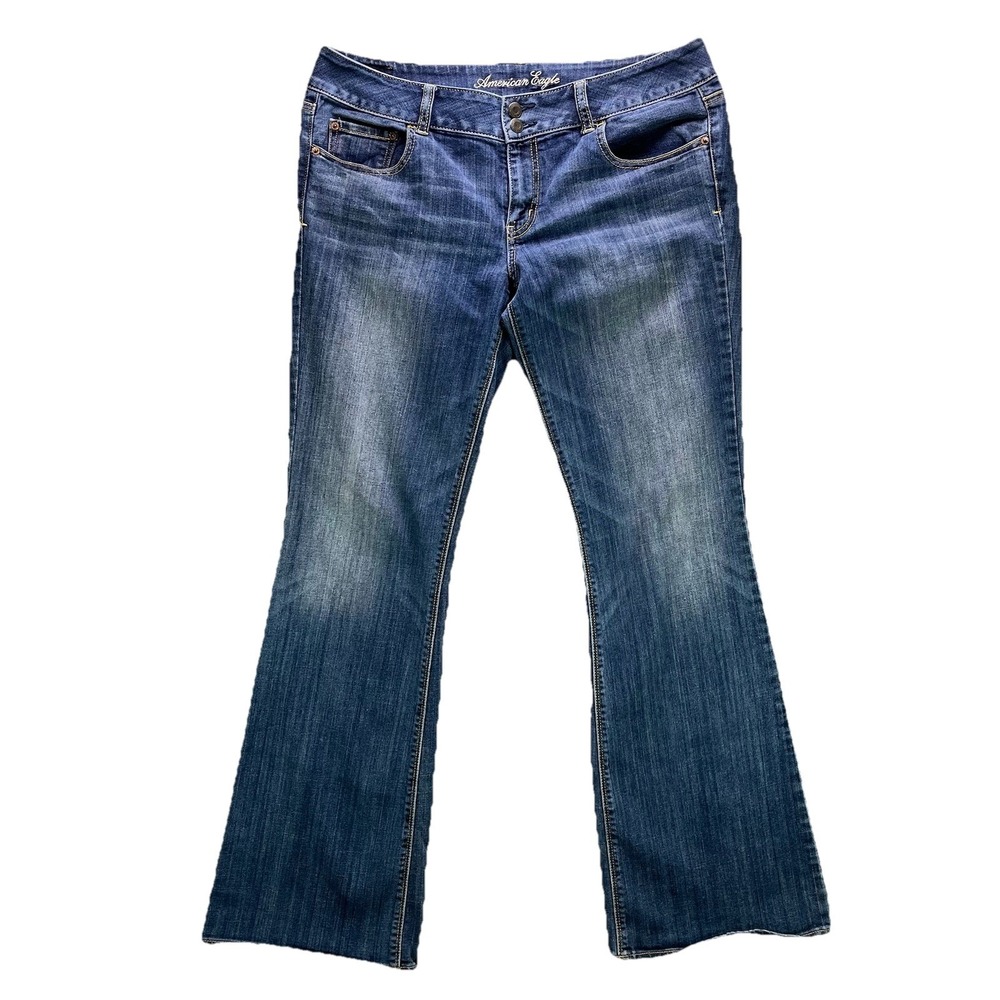American Eagle Artist Jeans Womens Size 12 Long Blue Bootcut Flare Stretch Denim